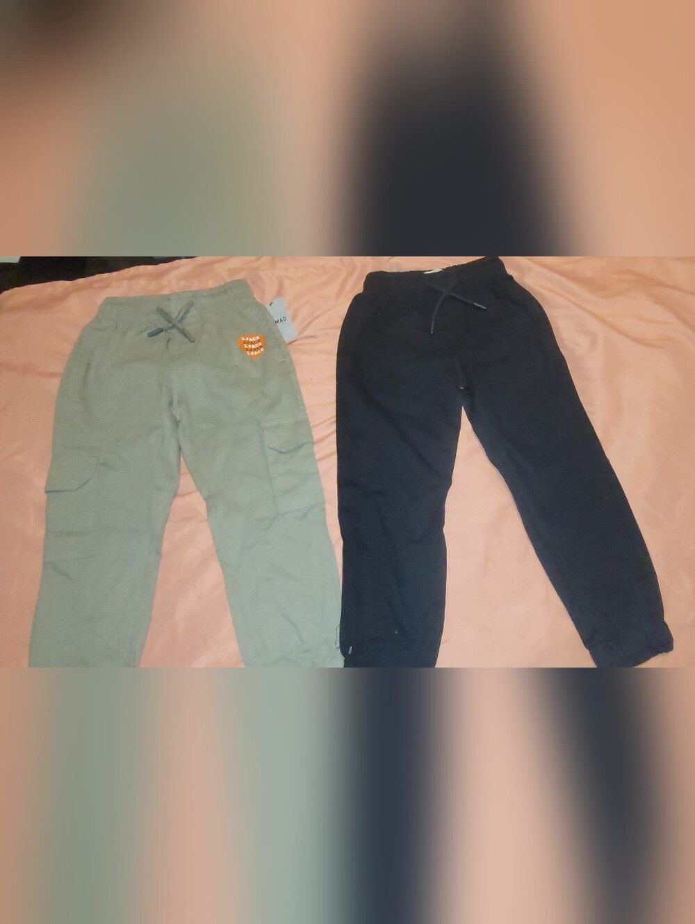 Kids Cargo Jogger Pants - Olive and Black